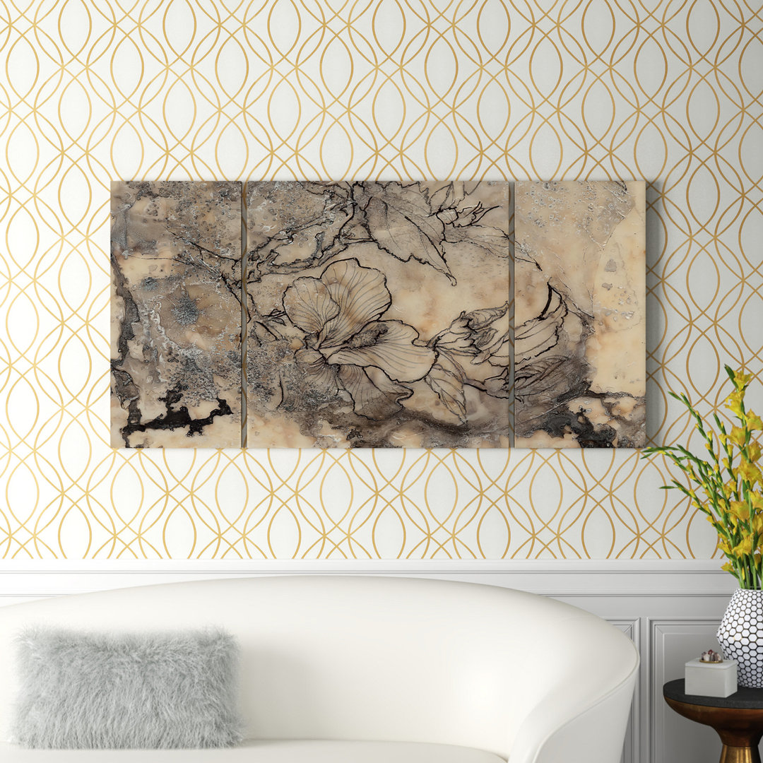 A Premium 'Tattooed Floral I' Painting Multi-Piece Image on Canvas